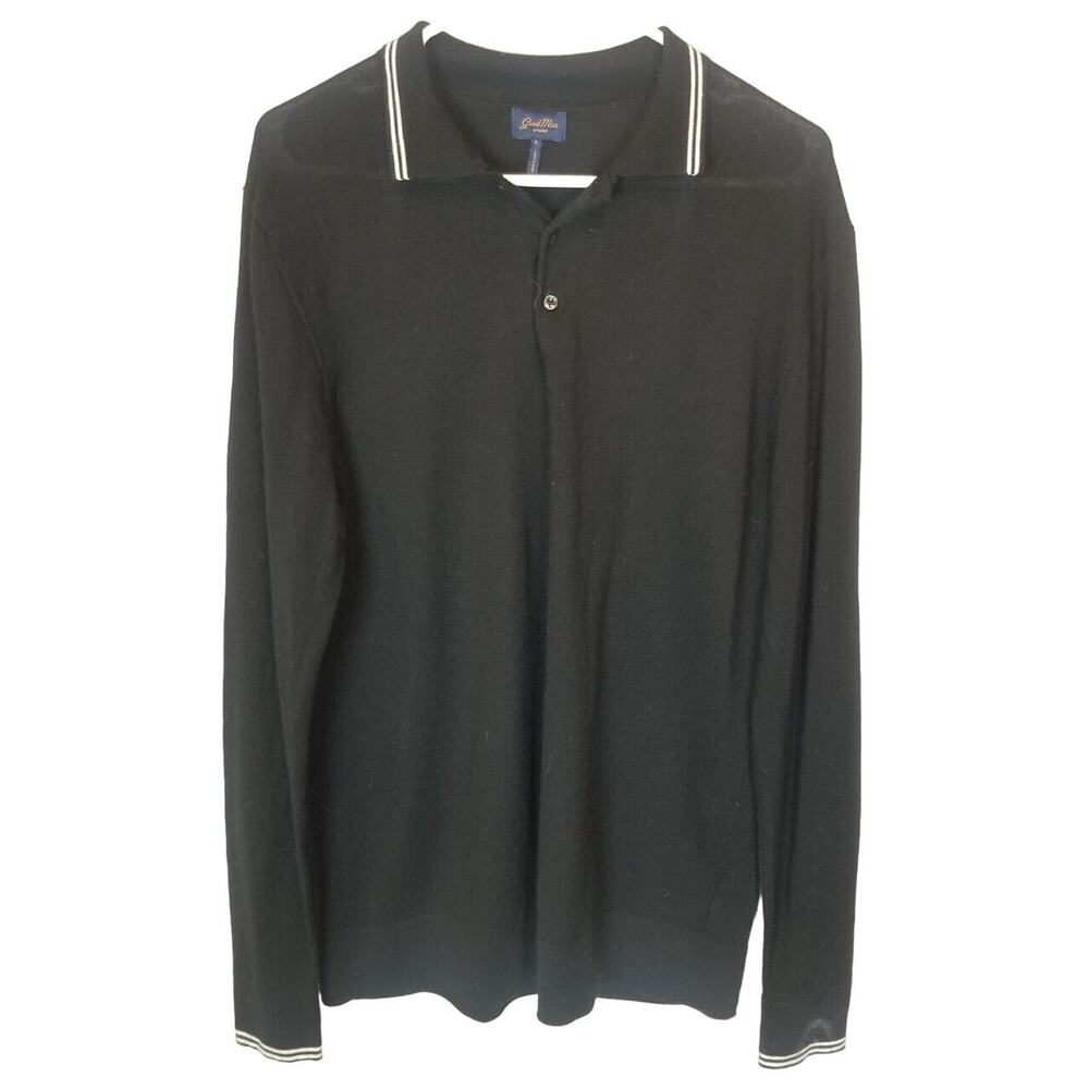 Good Man Brand Mens Extrafine Merino Wool Pullover Sweater LS Polo Classic Sz L